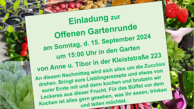 Einladung zur Offenen Gartenrunde im September