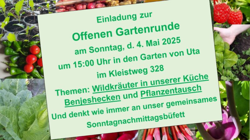 Einladung zur Offenen Gartenrunde im Mai