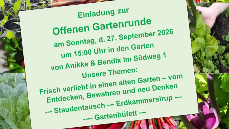 Einladung zur Offenen Gartenrunde im September